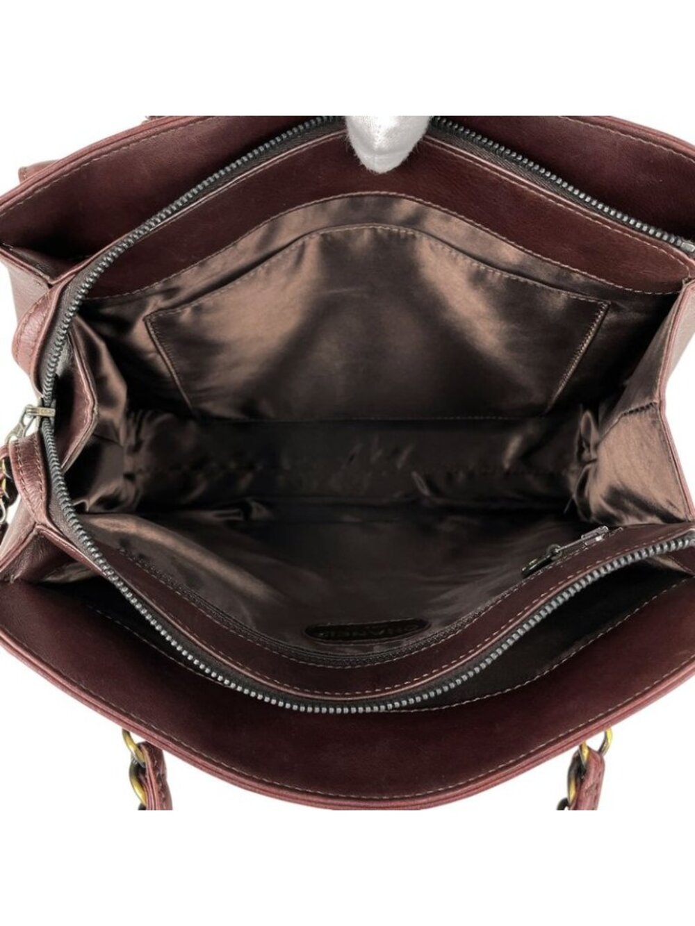 Chanel CC Logo Chain Handbag Tote Leather Brown - Picture 14 of 15